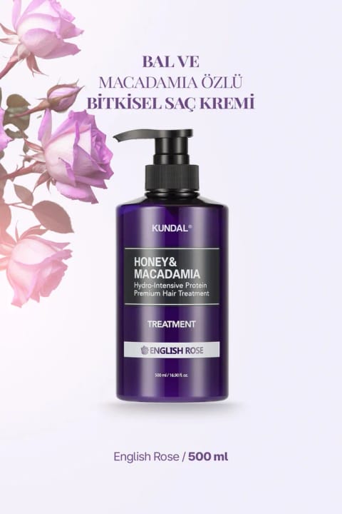 کرم موی مغذی و مرطوبکننده قوی Kundal Honey & Macadamia — English Rose