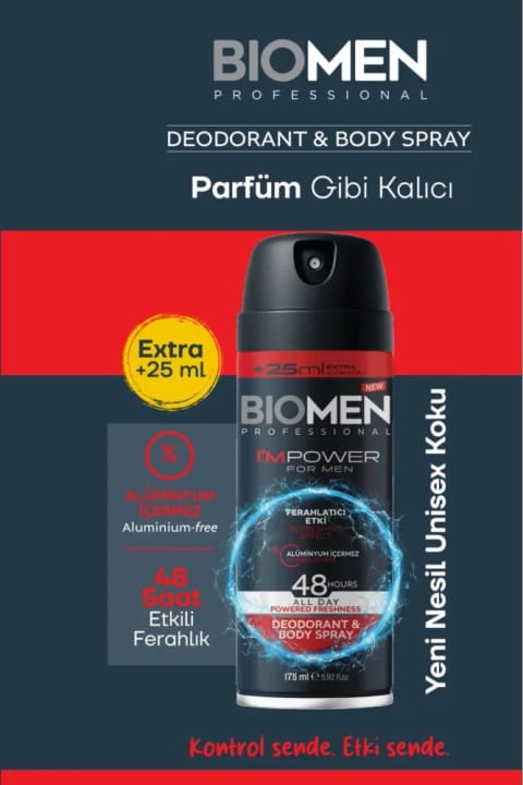 اسپری دئودورانت و بدن Biomen مردانه اثر خنککننده I'm Power 175 ml