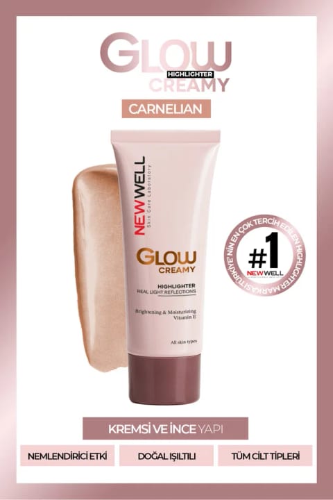 New Well Glow Creamy Highlighter کرم هایلایتر طبیعی درخشان 30 میلی‌لیتر Carnel...