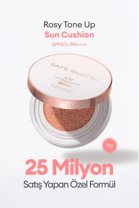 کرم پودر cushion ضدآفتاب تونبرنده Missha Safe Block RX Rosy Ton
