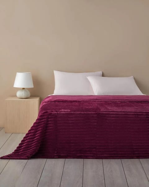 پتو دو نفره Super Soft خط‌دار Modern Line سایز 200x220 سانتی‌متر رنگ بادمجانی
