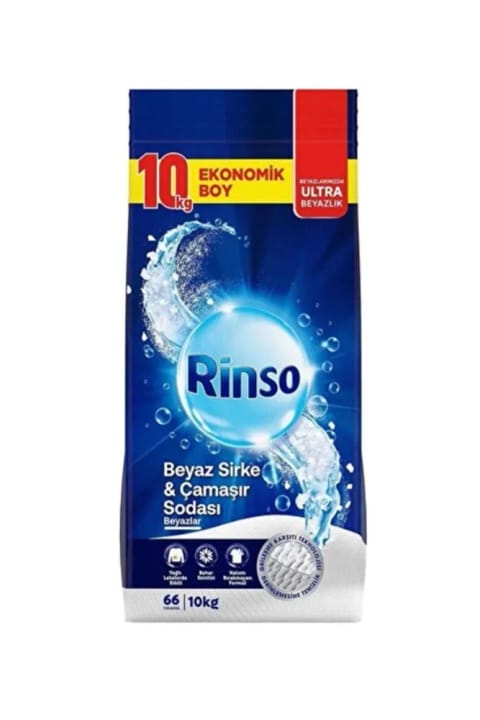 Rinso پودر لباسشویی مخصوص سفیدها با سرکه سفید و جوش شیرین ۱۰ کیلوگرم