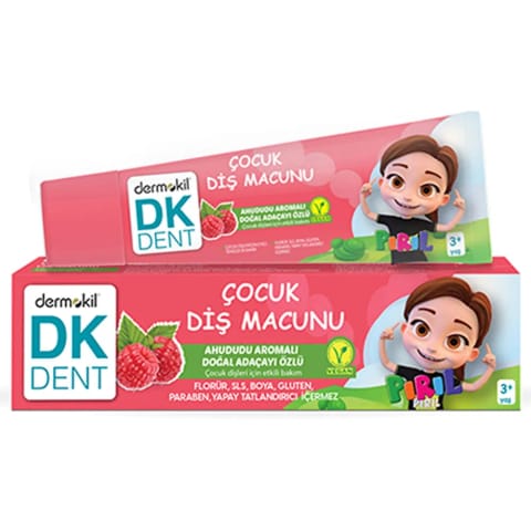 خمیردندان کودکان DK Dent Pırıl با طعم تمشک و عصاره طبیعی چای کوهی ۵۰ میلی‌لیتر