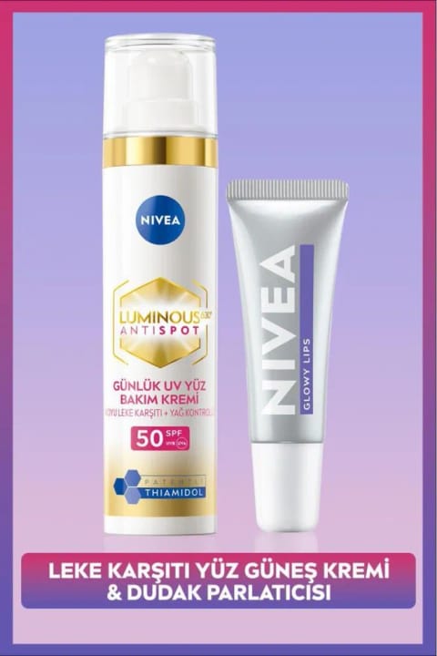 NIVEA SPF50 Luminous630 ضدلک کرم صورت و بالم لب Glowy Lips