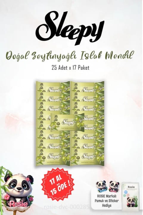 Sleepy دستمال مرطوب طبیعی با روغن زیتون ۲۵ عددی