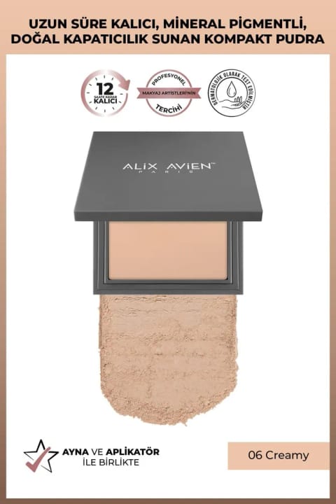 پودر فشرده Alix Avien - ماندگاری تا ۱۲ ساعت - زیرتن پوست سرد-خنثی — 06 Creamy