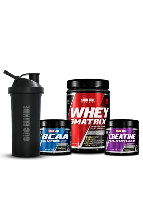 پکیج Meet Fit هاردلاین نوتریشن (پروتئین وی، کراتین، BCAA، شیکر)