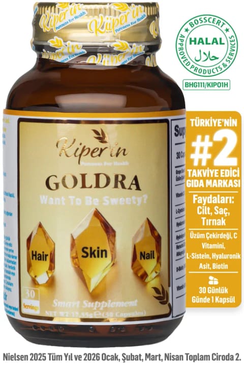Kiperin Goldra | پوست، مو و ناخن | Biotin، Keratin، عصاره هسته انگور، Hyalur...