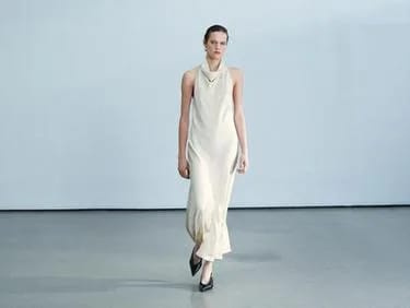 Zara ZW Collection پیراهن میدی ساتن هالتر