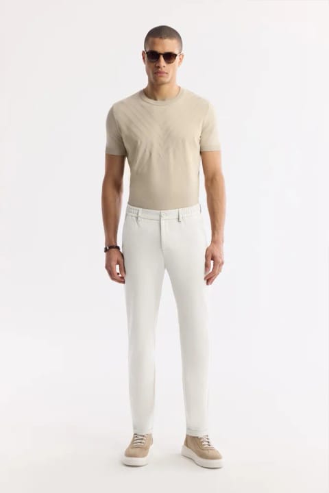 شلوار چینو Bi-Stretch بژ با کمر کشی