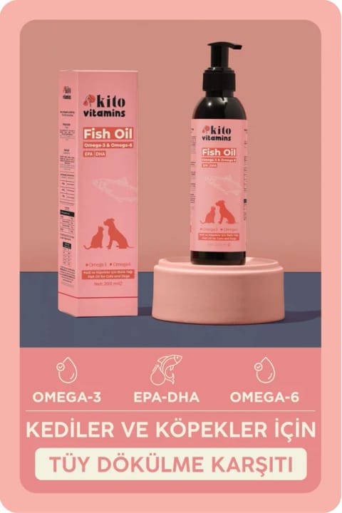 روغن ماهی kito Premium ۲۰۰ میلی‌لیتر (مخصوص گربه و سگ حاوی OMEGA 3 & 6)