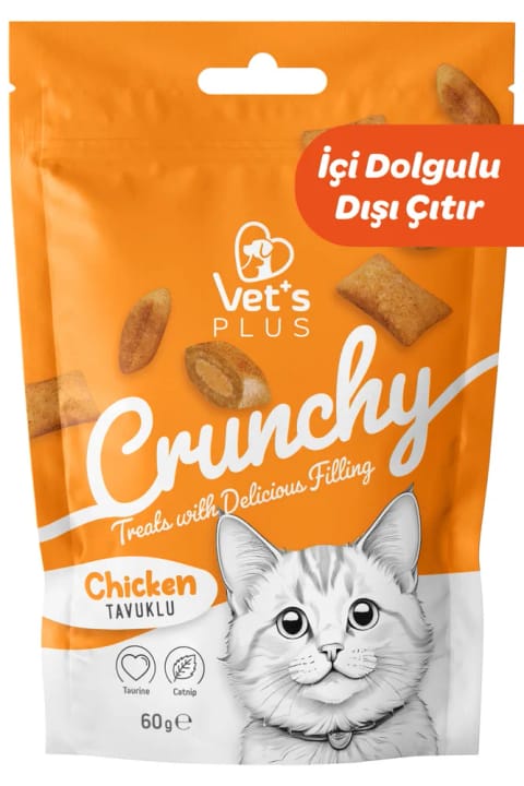 Vet's Plus Crunchy تشویقی مرغی ۶۰ گرمی (با مغزی مرغ و گربهای...