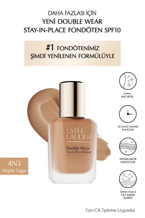 فونداسیون Estee Lauder Double Wear Stay-in-Place SPF10 با فینیش مات شاداب (4N3...