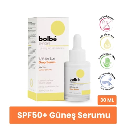 Bolbe SPF+50 Sun Drop محافظت بالا ضد لک و سرم روزانه آفتاب ۳۰ میلیلیتر (Invisible Sun Fluid)