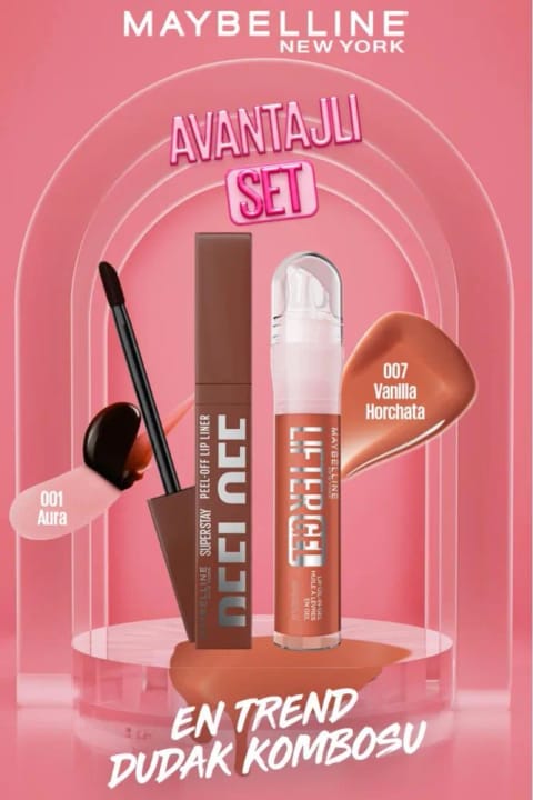 Maybelline New York Super Stay دوداک تینت Peel Off 001 Aura و Lifter Gel دوداک براق