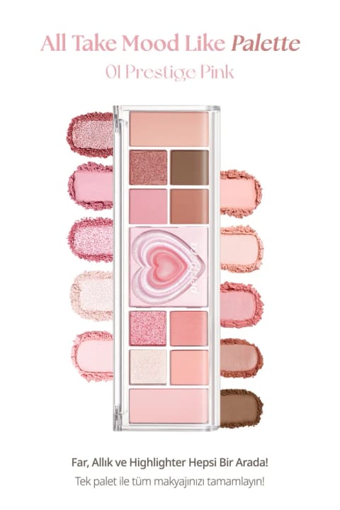 PERIPERA پالت آرایشی چندکاره All Take Mood Like — 01 Prestige Pink Peritage