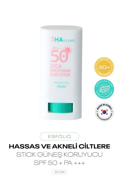 ضدآفتاب استیکی اسفولیو مخصوص پوست حساس و مستعد آکنه 3HA Clear Cica Sun...
