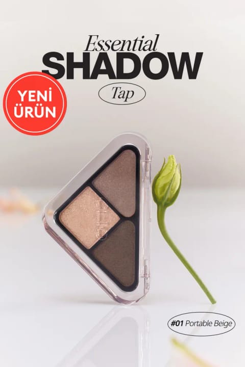 پالت سایه چشم مینی CLIO با ۳ رنگ مات و براق Essential Shadow Tap — 01 Portable Beige