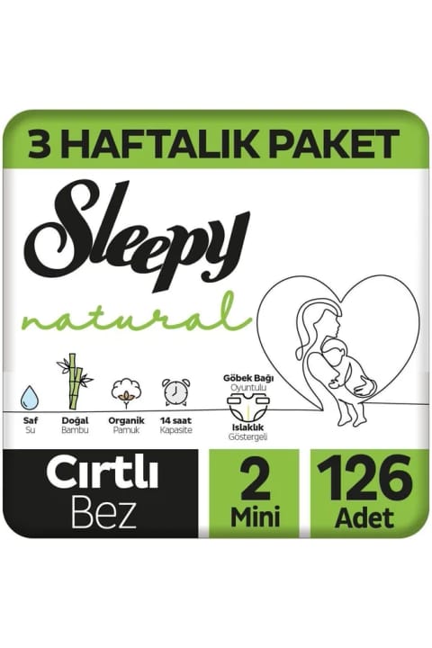 Sleepy Natural 3 هفته پوشک بچه سایز ۲ مینی ۱۲۶ عددی