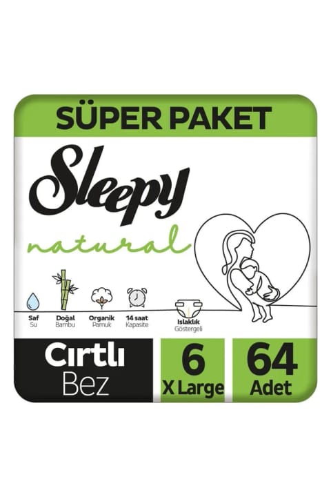 Sleepy Natural سوپر پکیج پوشک بچه سایز 6 ایکسلارج 64 عددی — Super 64