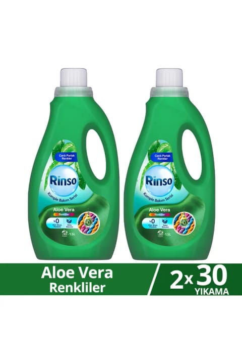 Rinso مایع لباسشویی سری مراقبت کامل آلوئه ورا مخصوص لباس‌های رنگی 1.5 — ۲ بسته