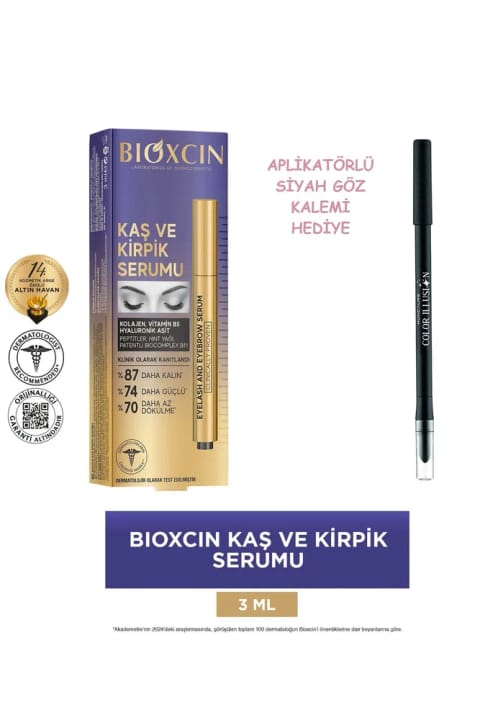 Bioxcin سرم ابرو و مژه - با اپلیکاتور HL و قلم مشکی (خط چشم)
