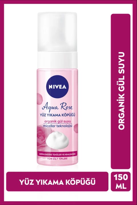 NIVEA Aqua Rose فوم شست‌وشوی صورت با عصاره ارگانیک گل سرخ ۱۵۰ میلی‌لیتر، مرطوب‌کننده...