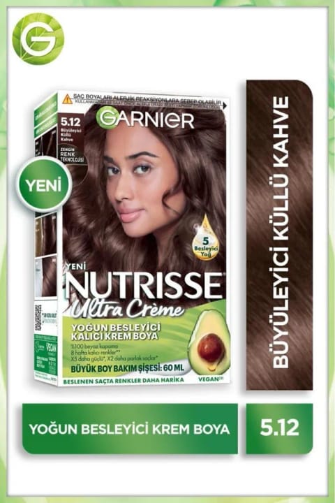 رنگ موی کرمی دائمی مغذی Garnier Nutrisse 5.12 دودی جذاب...