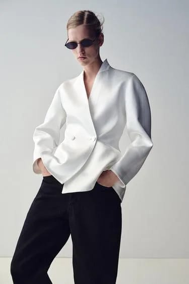 Blazer ساتن دو ردیف دکمه