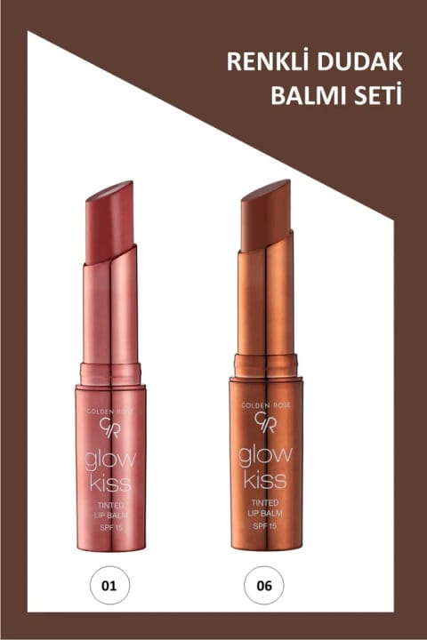 Golden Rose Glow Kiss رنگدار مرطوبکننده لب ست شماره ۰۶ و ۰۱