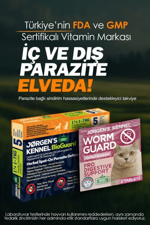 Jorgens Kennel قرص و قطره ضدانگل گیاهی ۱۰۰٪ داخلی و خارجی برای گربه