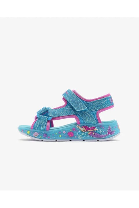 SKECHERS MERMAID DREAMS SANDAL صندل دختر بچه بزرگ آبی چراغدار 303108L BLMT