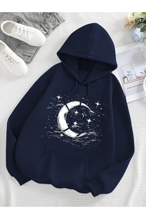سویشرت هودی اورسایز یونیسکس uyguntarz با چاپ Star Moon