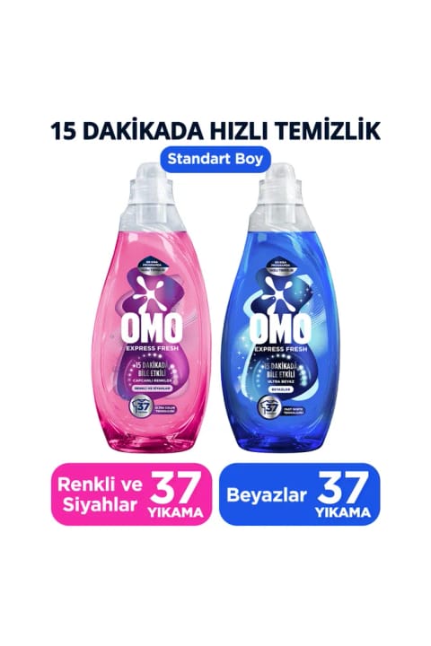 Omo Express Fresh 1480ml فوق سفید مایع لباسشویی ×1 با رنگهای زنده...