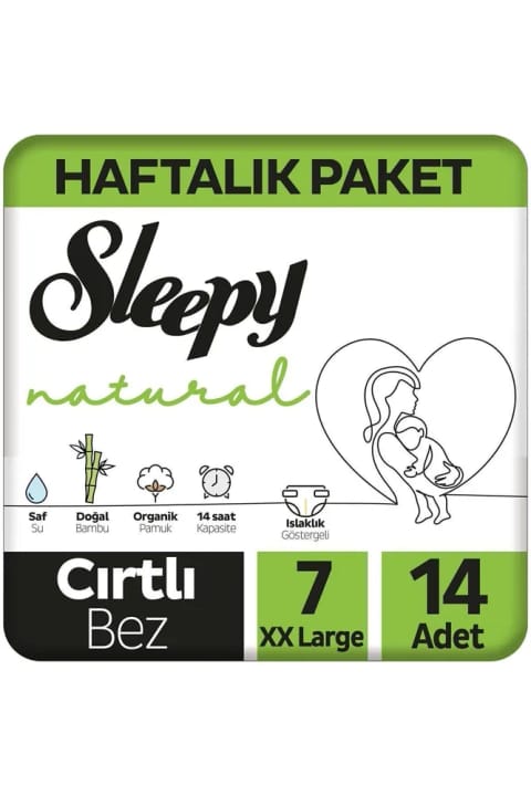Sleepy Natural بسته هفتگی پوشک بچه سایز ۷ XXLarge ۱۴ عددی