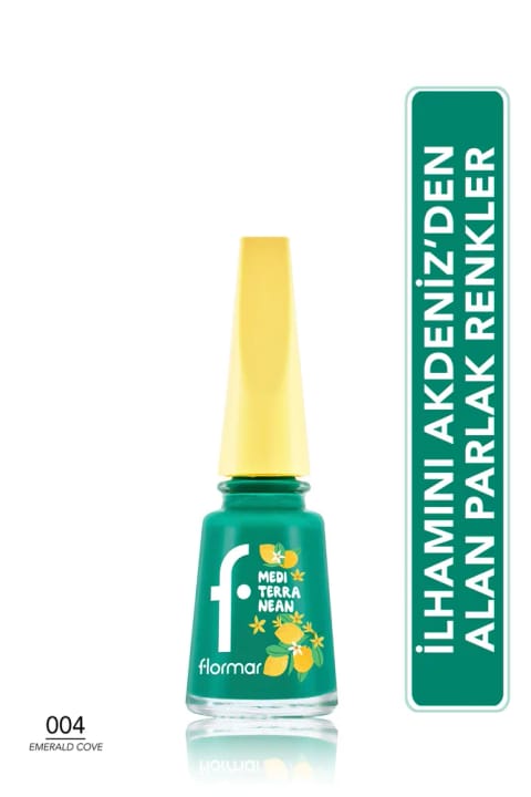 لاک ناخن Flormar Mediterranean با پیگمنت بالا و فینیش براق - 004 EMERALD COVE