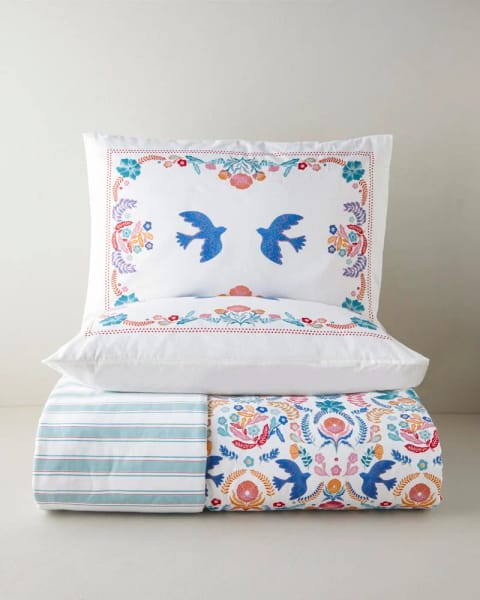ست روکش لحاف دو نفره پنبه‌ای Meadow Folk 200x220 سانتی‌متر قرمز - سبز