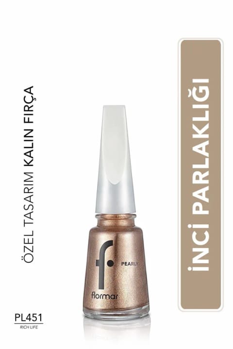 Flormar صدفی براق (طلایی) - Pearly Nail Enamel - Pl451 Rich Life - 8...