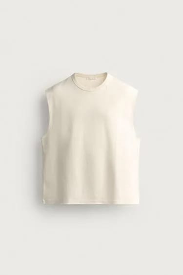Zara تاپ سینه بافت دار