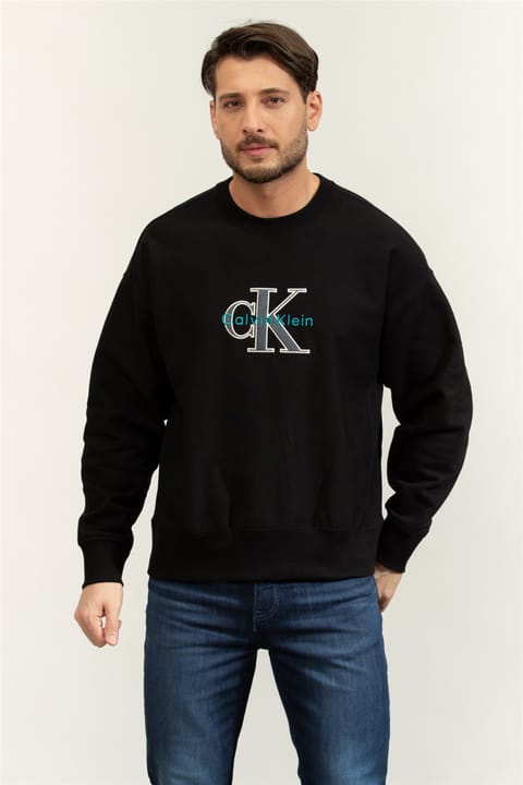 سویشرت آستینبلند یقه گرد مردانه Calvin Klein مدل CK طرح نوشته مشکی