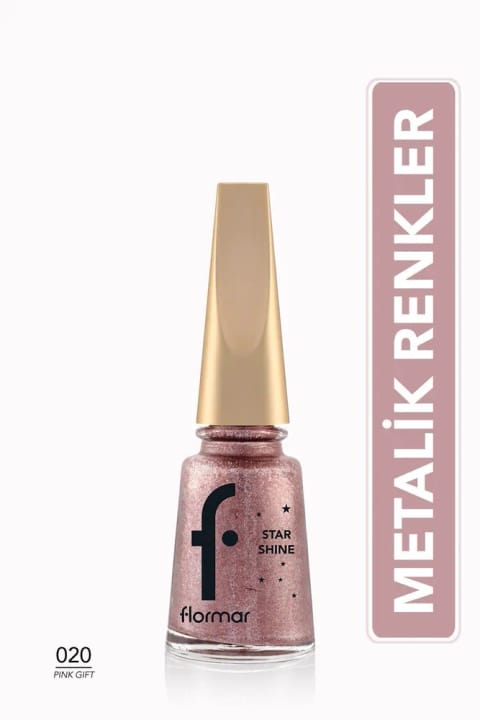 فلامر لاک ناخن براق متالیک - Star Shine Nail Enamel - 020 Pink Gift