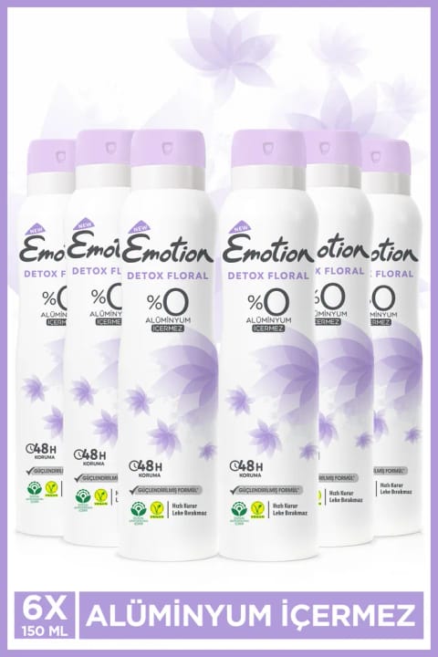Emotion Detox Floral دئودورانت زنانه بدون آلومینیوم وگان 6x150ml با خشک شدن سریع