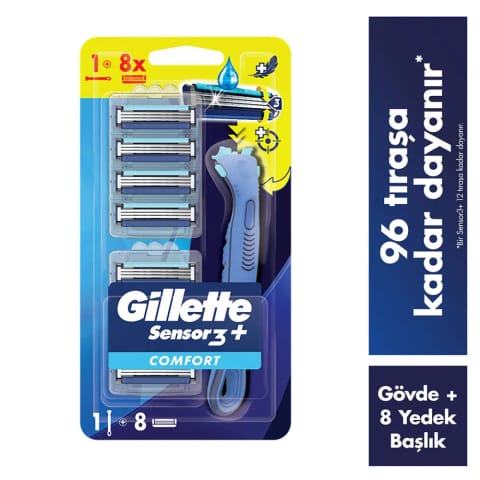 تیغ اصلاح Gillette Sensor3+ Comfort با ۸ تیغ یدکی