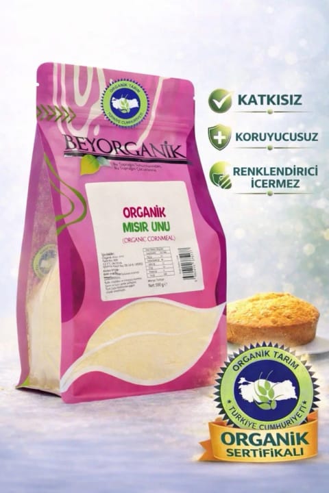 BEYORGANİK آرد ذرت ارگانیک 500 گرم (دارای آنالیز سموم و آفلاتوکسین)
