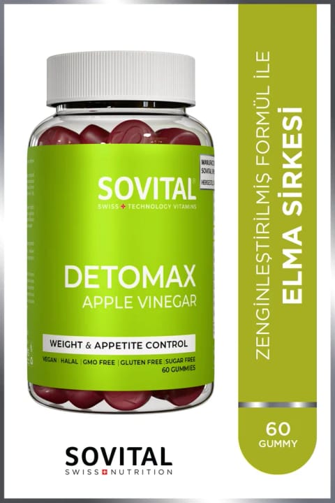 مکمل سرکه سیب SOVITAL Detomax با اسید فولیک و ویتامین‌های B و C
