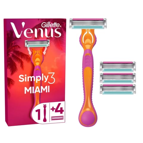 Gillette Simply Venus 3 Miami بدنه ماشین اصلاح + ۴ تیغ
