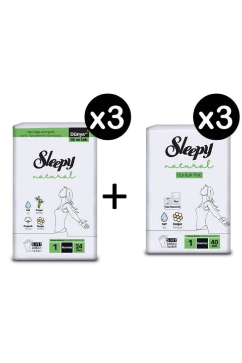 Sleepy Natural نوار بهداشتی معمولی ۷۲ عددی + روزانه معمولی ۱۲۰ عددی