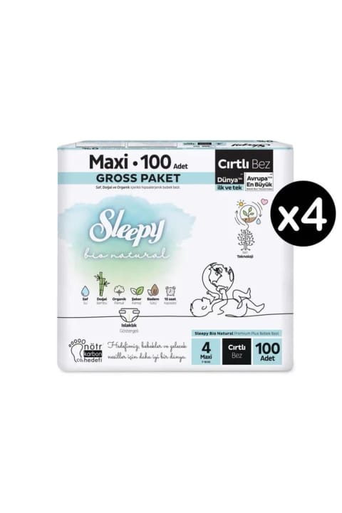 Sleepy Bio Natural سایز 4 ماکسی بسته 400 عددی پوشک کودک