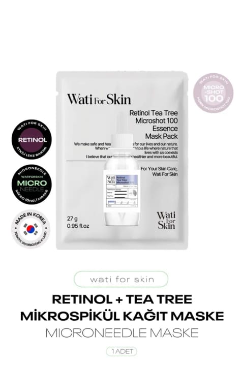 wati for skin ماسک کاغذی میکرو اسپیکول با رتینول و عصاره درخت چای