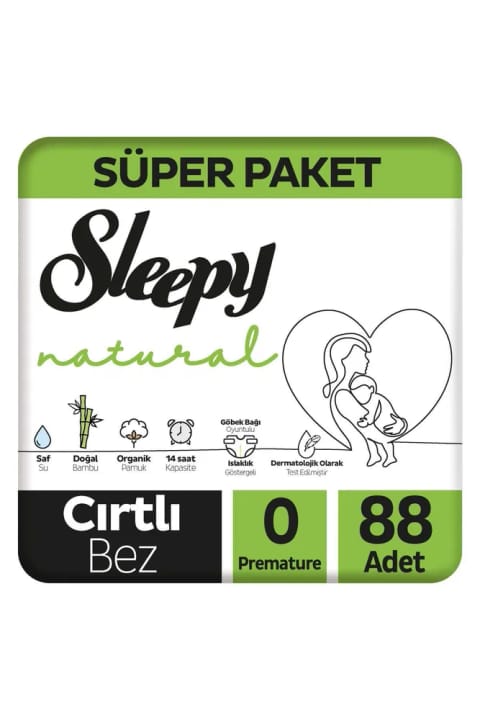 Sleepy Natural سوپر پکیج پوشک بچه سایز ۰ نوزاد نارس ۸۸ عددی